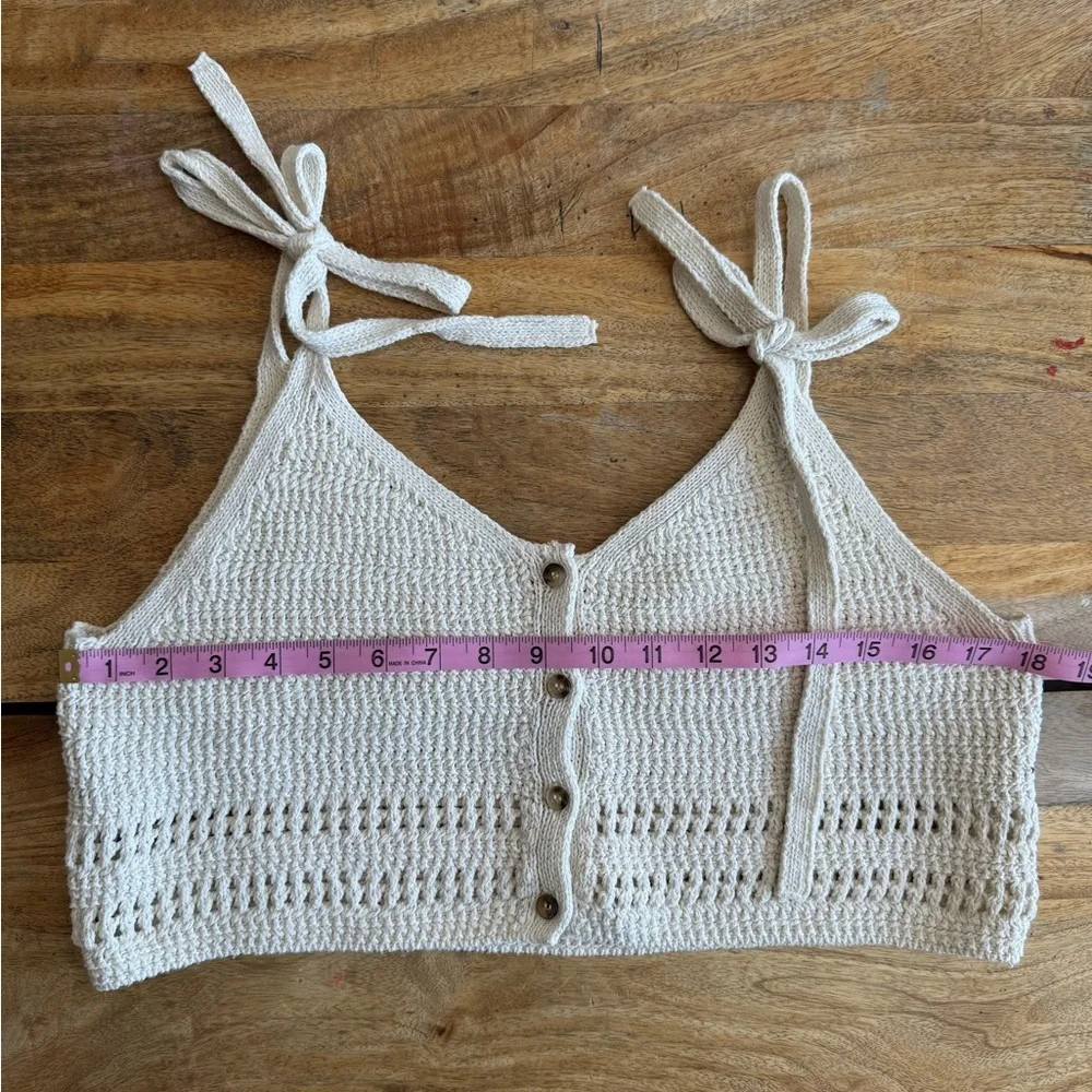 Knit Tie-Strap Top, Cream, Zara, M - Picture 5 of 6